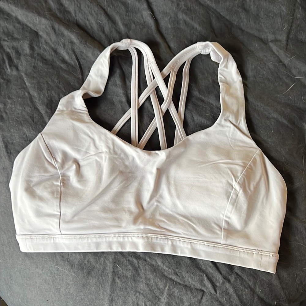 lululemon athletica Pink Bra with Strappy Back Wide Band and Seamless Design